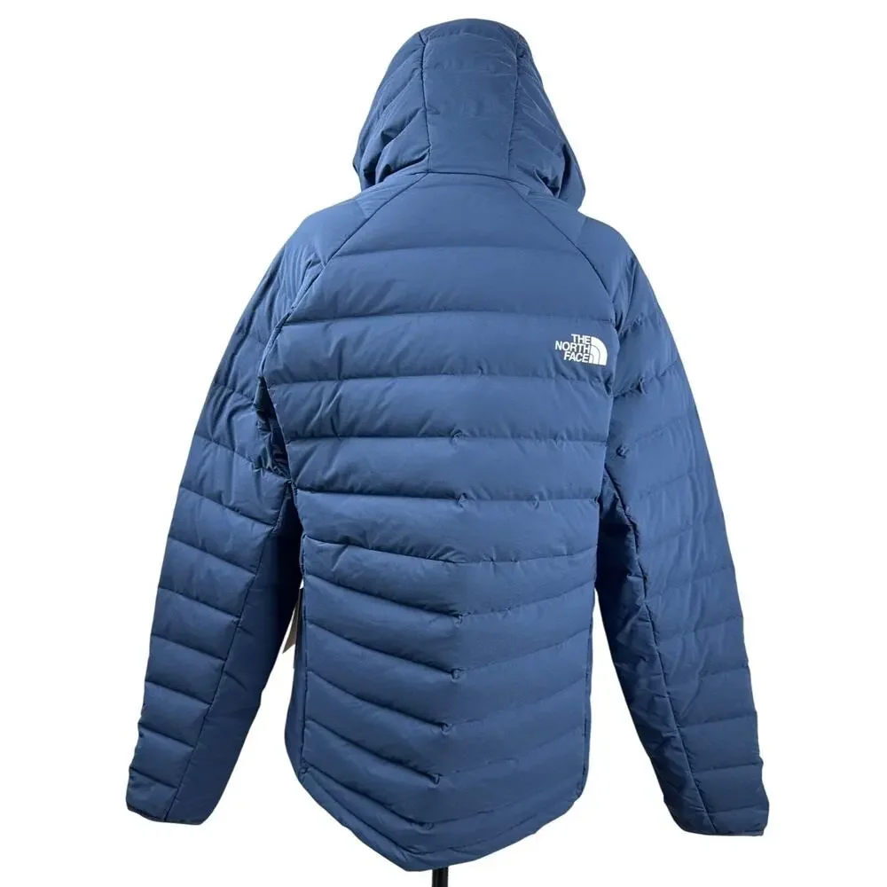 The North Face Puffer Jacket Belleview Down Mens Medium Blue‎ Hoodie Stretch